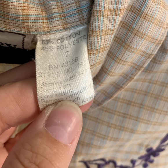 Vintage Langtry Plaid Embroidered Button Down Shirt Size 7 - Picture 4 of 5